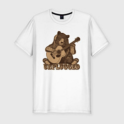 Мужская slim-футболка Медведь играет на гитаре
