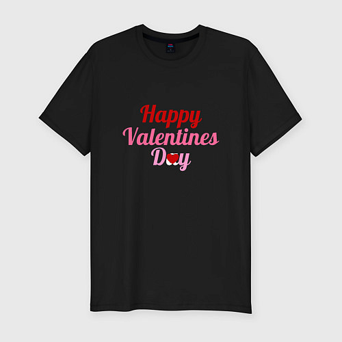 Мужская slim-футболка Поздравления с днем любви / Черный – фото 1