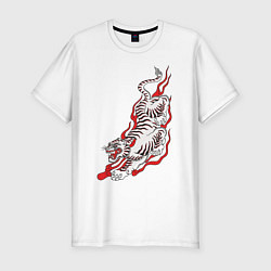 Мужская slim-футболка Тигр самурая