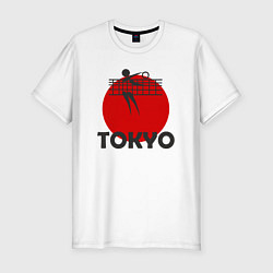 Мужская slim-футболка Волейбол - Токио