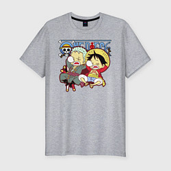 Футболка slim-fit Малыши Зоро и Луффи One Piece, цвет: меланж