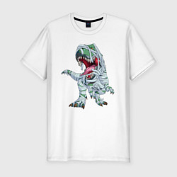 Мужская slim-футболка Динозавр-мумия
