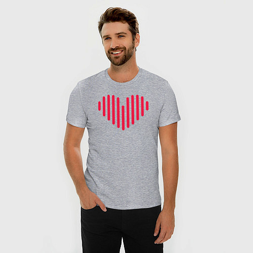 Мужская slim-футболка Минималистичное сердце / Меланж – фото 3