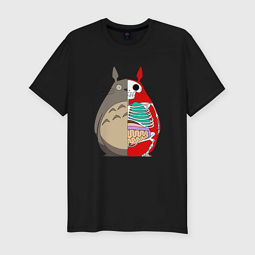 Мужская slim-футболка Totoro Inside / Черный – фото 1