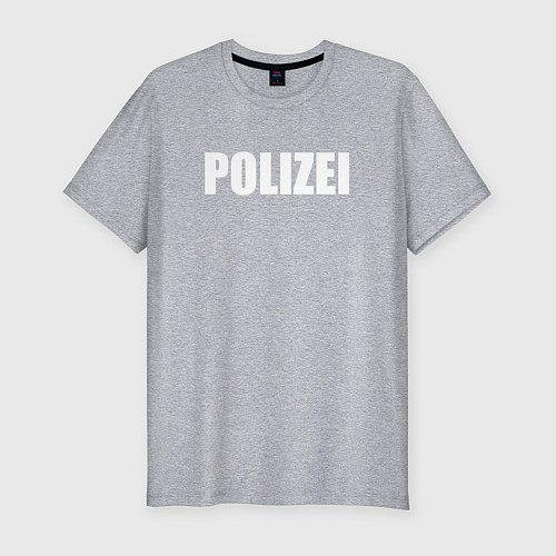 Мужская slim-футболка POLIZEI Полиция Надпись Белая / Меланж – фото 1