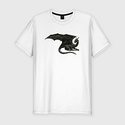 Мужская slim-футболка Черный дракон