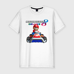 Мужская slim-футболка Марио крутой гонщик