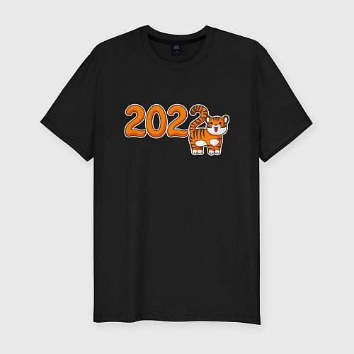 Мужская slim-футболка 2022 - Год Тигра / Черный – фото 1