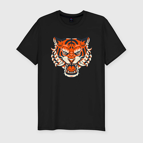 Мужская slim-футболка Super Tiger / Черный – фото 1