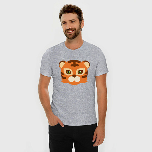 Мужская slim-футболка Cute Tiger / Меланж – фото 3