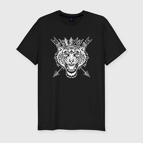 Мужская slim-футболка Королевский Тигр / Черный – фото 1