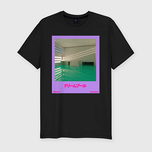 Мужская slim-футболка Vaporwave pool 1 / Черный – фото 1