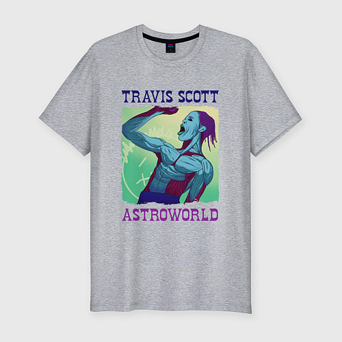 Мужская slim-футболка ASTROWORLD TRAVIS SCOTT Z / Меланж – фото 1