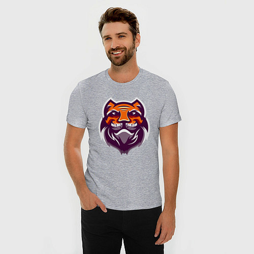 Мужская slim-футболка Tiger Smile / Меланж – фото 3