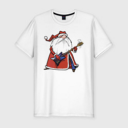 Мужская slim-футболка Дед Мороз гитарист