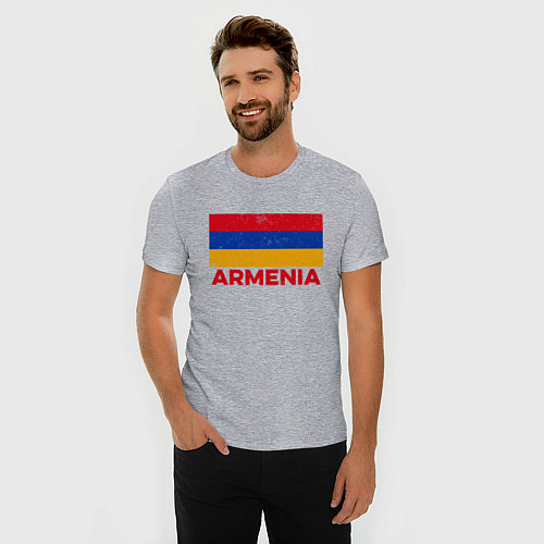 Мужская slim-футболка Armenia Flag / Меланж – фото 3