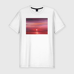 Мужская slim-футболка Сочный закат на море