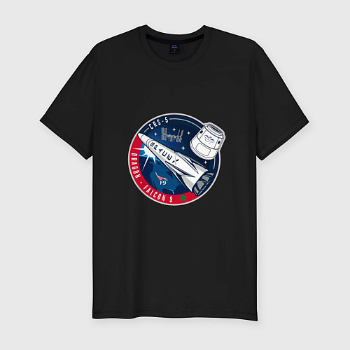 Мужская slim-футболка SPACE X CRS-5 / Черный – фото 1