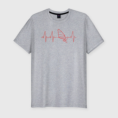 Мужская slim-футболка Виндсерфинг в пульсе / Меланж – фото 1