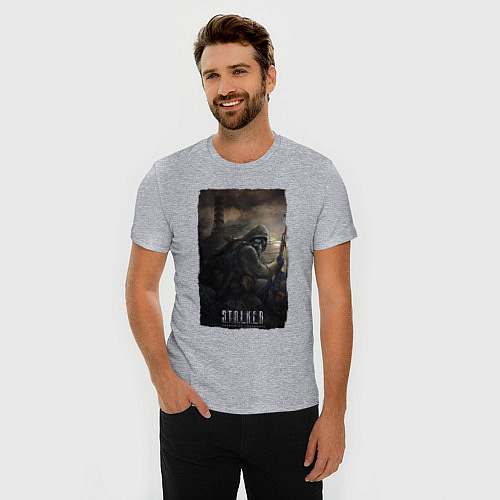 Мужская slim-футболка STALKER SHADOW OF CHERNOBYL / Меланж – фото 3
