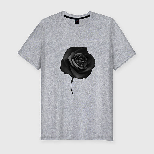 Мужская slim-футболка Чёрная роза Black rose / Меланж – фото 1