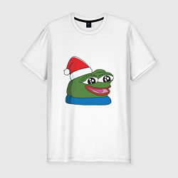 Мужская slim-футболка Pepe, pepe happy, Пепе хеппи, pepe happy new year