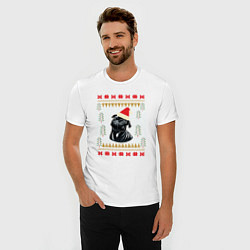 Футболка slim-fit Рождественский свитер Черный мопс, цвет: белый — фото 2