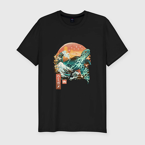 Мужская slim-футболка Черепаха Япония / Черный – фото 1