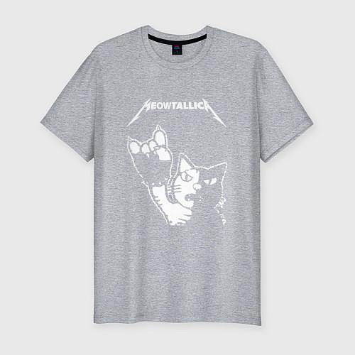 Мужская slim-футболка MEOWTALLICA / Меланж – фото 1