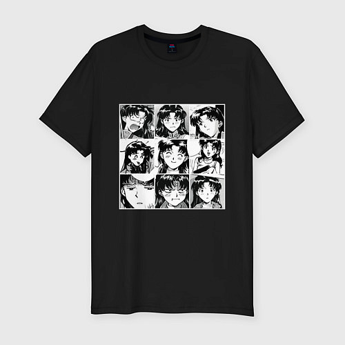 Мужская slim-футболка Такая разная Мисато Сан Евангелион / Черный – фото 1