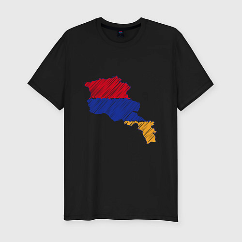 Мужская slim-футболка Карта Армения / Черный – фото 1