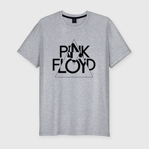 Мужская slim-футболка PINK FLOYD LOGO ПИНК ФЛОЙД / Меланж – фото 1