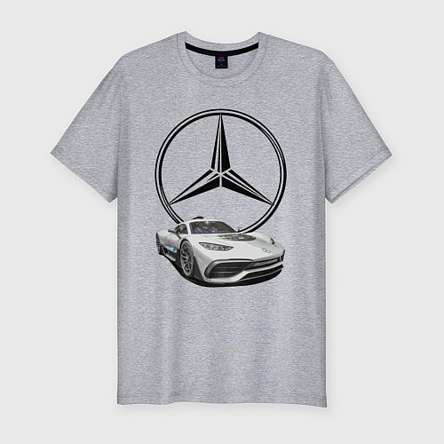 Мужская slim-футболка Mercedes - команда победителей! / Меланж – фото 1
