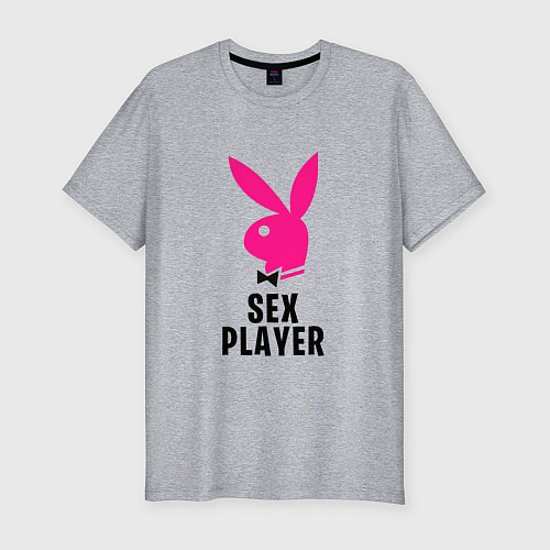 Мужская slim-футболка СЕКС ИГРОК PLAYBOY / Меланж – фото 1