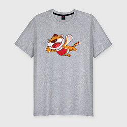 Мужская slim-футболка Тигр в полете