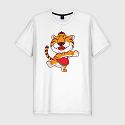 Мужская slim-футболка Танцующий тигр