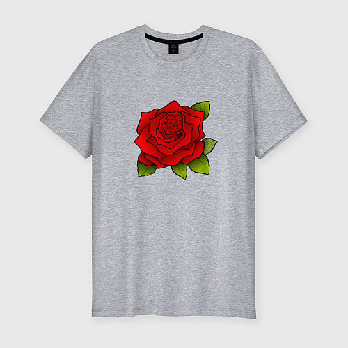 Мужская slim-футболка Красная роза Рисунок / Меланж – фото 1