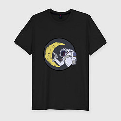 Футболка slim-fit Лунный астронавт, цвет: черный