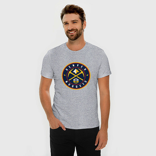 Мужская slim-футболка Денвер Наггетс логотип / Меланж – фото 3