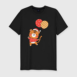 Футболка slim-fit Тигренок с шариками, цвет: черный