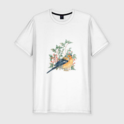 Футболка slim-fit Снегирь и рябина, цвет: белый