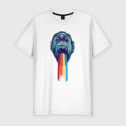 Мужская slim-футболка Цветная горилла