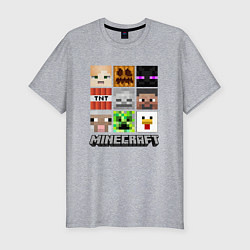 Мужская slim-футболка МИР МАЙНКРАФТА, КУБИКИ