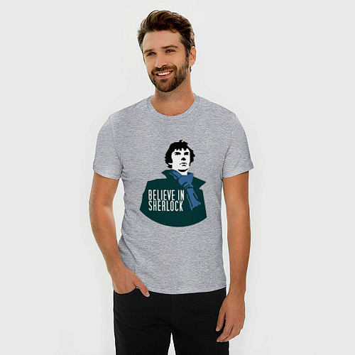 Мужская slim-футболка Шерлок 2024 / Меланж – фото 3