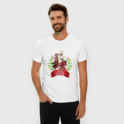 Футболка slim-fit Christmas Unicorn, цвет: белый — фото 2
