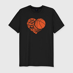 Футболка slim-fit Баскетбольное сердце, цвет: черный