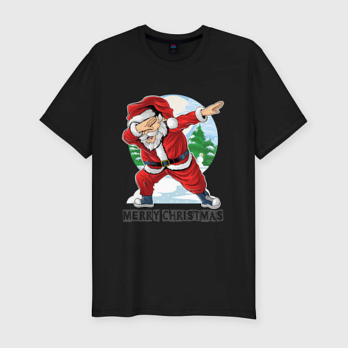 Мужская slim-футболка Dab Santa / Черный – фото 1