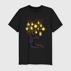 Мужская slim-футболка Рождественские огни