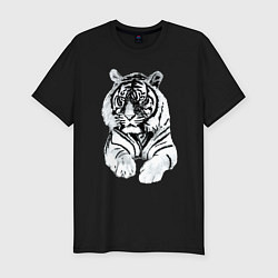 Футболка slim-fit Тигр белый, цвет: черный