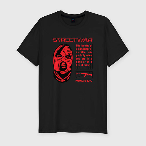 Мужская slim-футболка Гангстер Уличные войны / Черный – фото 1